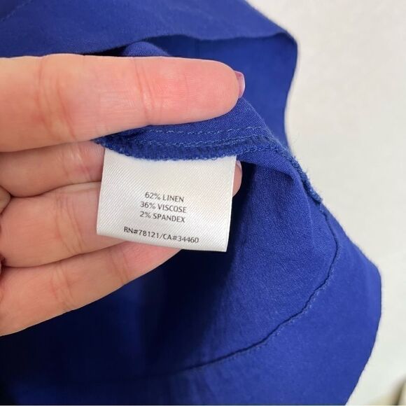 EILEEN Fisher Button Front Linen Shirt Dress Royal Blue PS - Picture 6 of 6